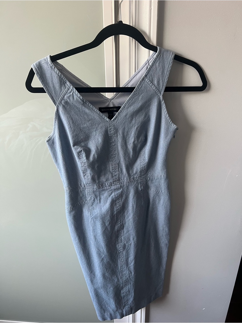 Banana Republic Pale Blue V-Neck Midi Sheath Dress